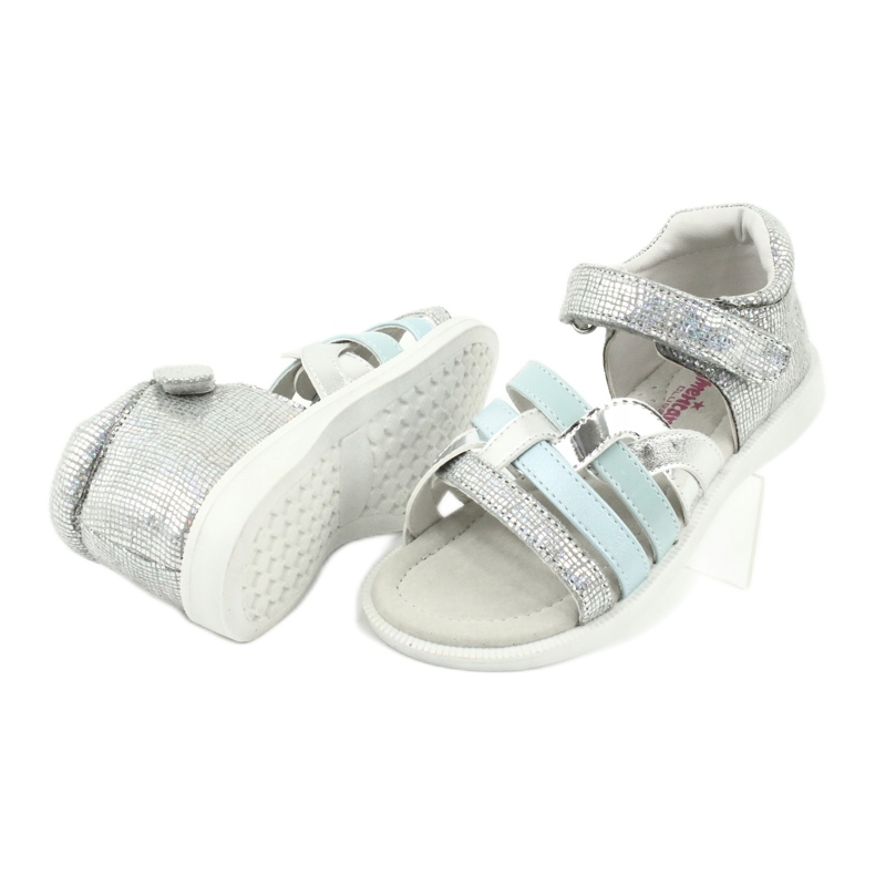 American Club Tyttöjen sandaalit kantapään GC26 -nahkainen insertti hopea 3