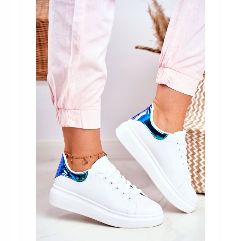 Naisten urheilukengät Lu Boo White Metallic Matilda valkoinen laivastonsininen 2