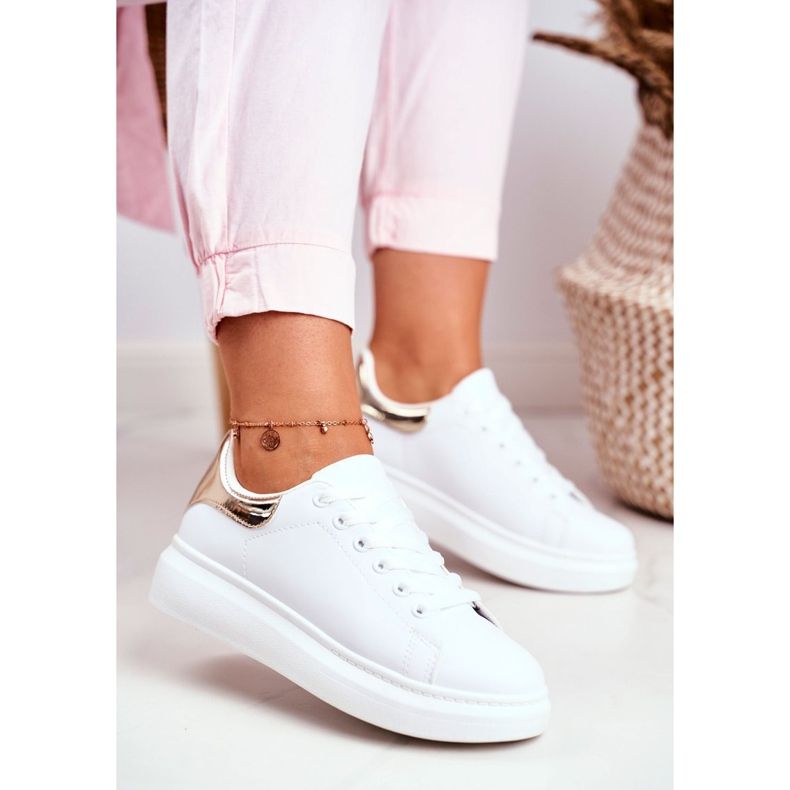 Naisten urheilukengät Lu Boo White Metallic Gold Matilda valkoinen keltainen 1