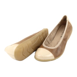 Naisten Caprice ballerinat 22152 nahkaa beige 3