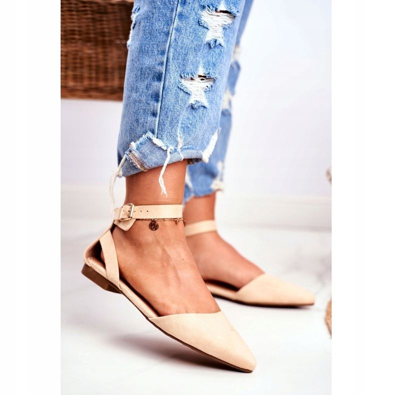 PS1 Naisten beige ballerinat vyöllä Allison Spitzin kanssa 1