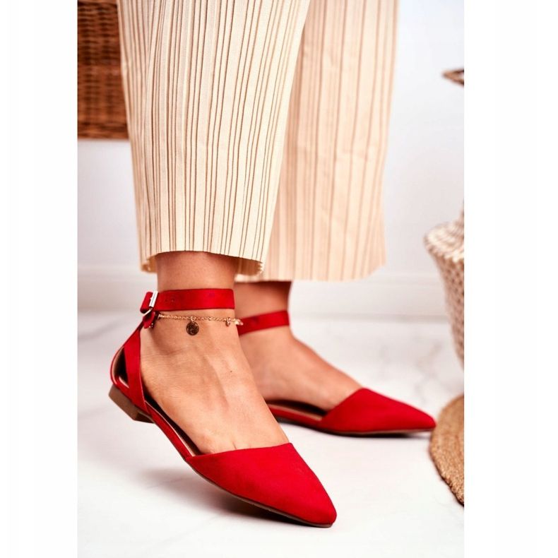 PS1 Naisten punaiset tasaiset ballerinat vyöllä Allison Spitzin kanssa punainen 1