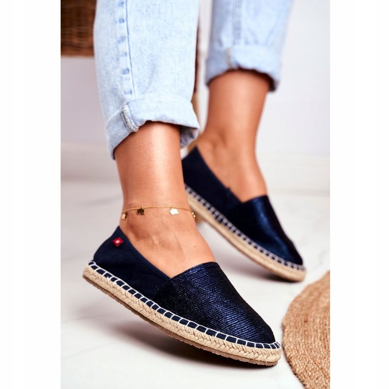 Naisten espadrillot punottu pohja Navy Blue Big Star DD274A147 laivastonsininen 1