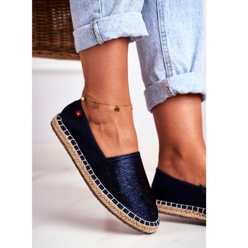 Naisten espadrillot punottu pohja Navy Blue Big Star DD274A147 tummansininen 2