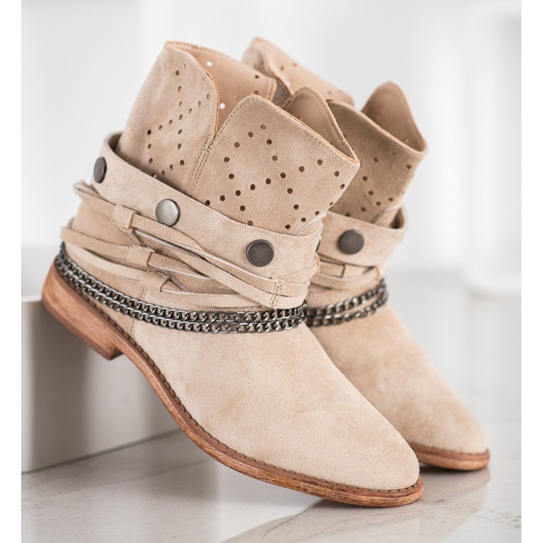 Bella Paris Saappaat koristeellisilla raidoilla beige 2