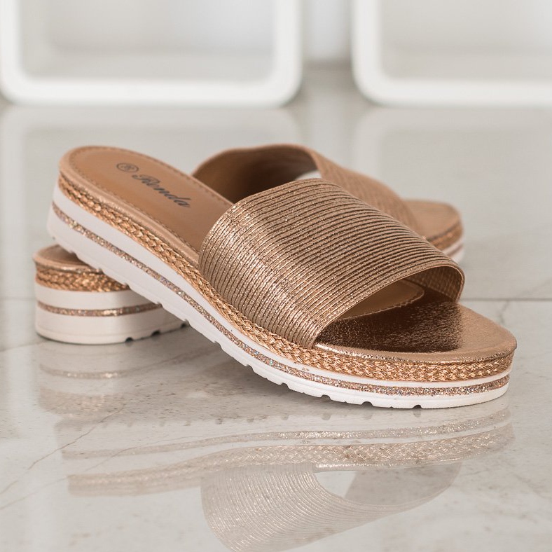 Renda Kiiltävät kultaiset tossut kultainen 2