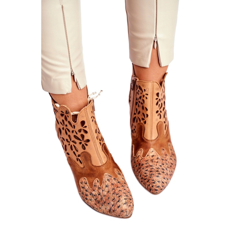 Naisten saappaat korkokenkiä Maciejka Spring Red 04369-29 beige monivärinen 2