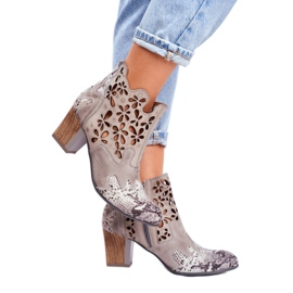 Naisten saappaat korkokenkiä Maciejka Spring Grey 04369-13 harmaa 1