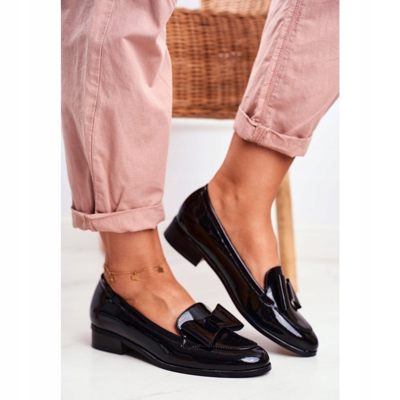 Vinceza Naisten Loaferit Musta Lakattu Bow Trixi 1