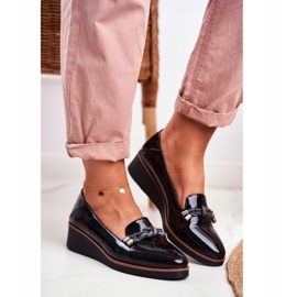 Vinceza Naisten mustat mokkasiinit lakattu Abba -kiilalla 1