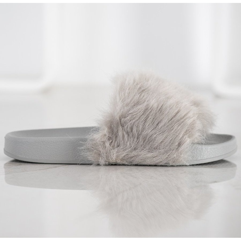 SHELOVET Kumiset tohvelit turkiksella harmaa 1