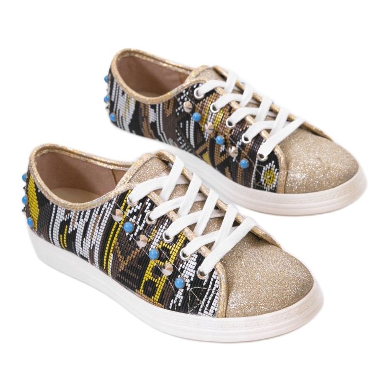 Kultaiset lenkkarit runsaasti koristeltu C17-3997 monivärinen kultainen keltainen 1