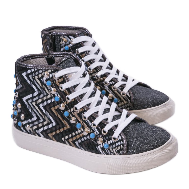 Mustat korkokengät, runsaasti koristeltu D17-27027 monivärinen 1