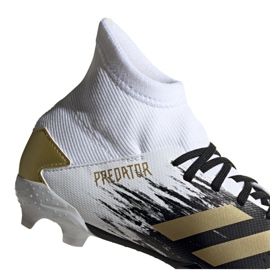 Adidas Predator 20.3 Fg Jr FW9215 jalkapallokengät harmaa / hopea, valkoinen, musta, kulta valkoinen 2