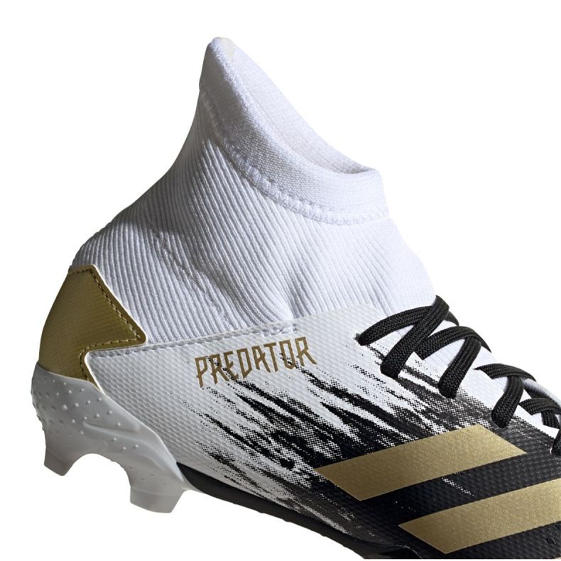 Adidas Predator 20.3 Fg Jr FW9215 jalkapallokengät harmaa / hopea, valkoinen, musta, kulta valkoinen 2