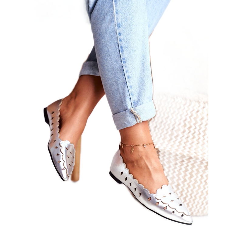 Lu Boo Naisten ballerinat Silver Metallic Dianna hopea 3