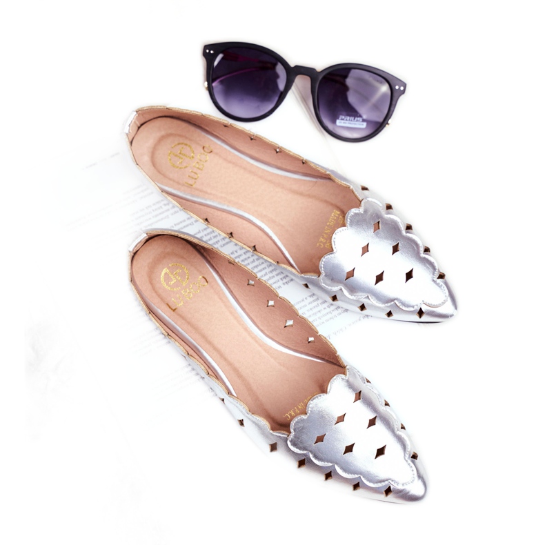 Lu Boo Naisten ballerinat Silver Metallic Dianna hopea 4