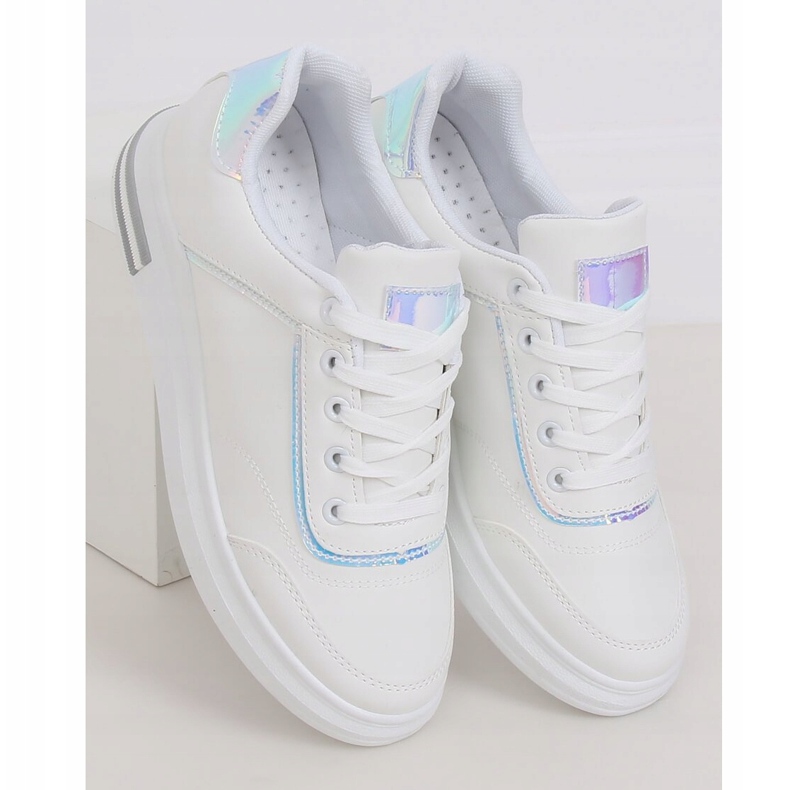 Valkoiset naisten lenkkarit 1239-Y Silver valkoinen harmaa 1