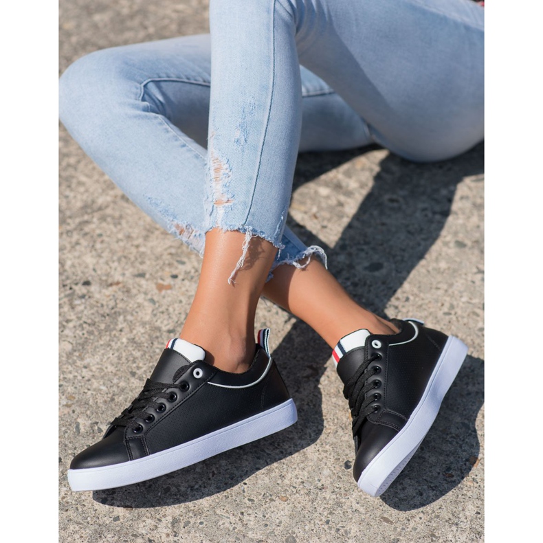 SHELOVET Tyylikkäät lenkkarit Eco -nahalla musta 2