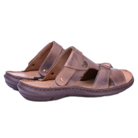 Polbut Nahka ruskeat miesten tossut sandaalit Hideki 1