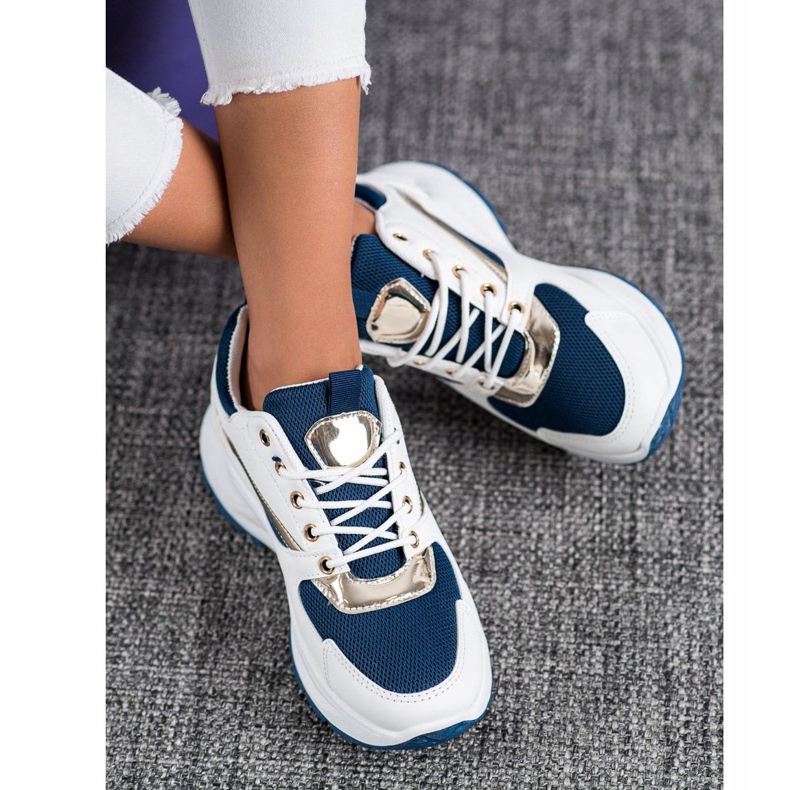 Ideal Shoes Tyylikkäät urheilukengät valkoinen tummansininen 2