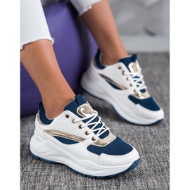 Ideal Shoes Tyylikkäät urheilukengät valkoinen tummansininen 1