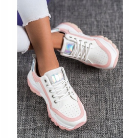 SHELOVET Eco -nahka lenkkarit valkoinen vaaleanpunainen 1