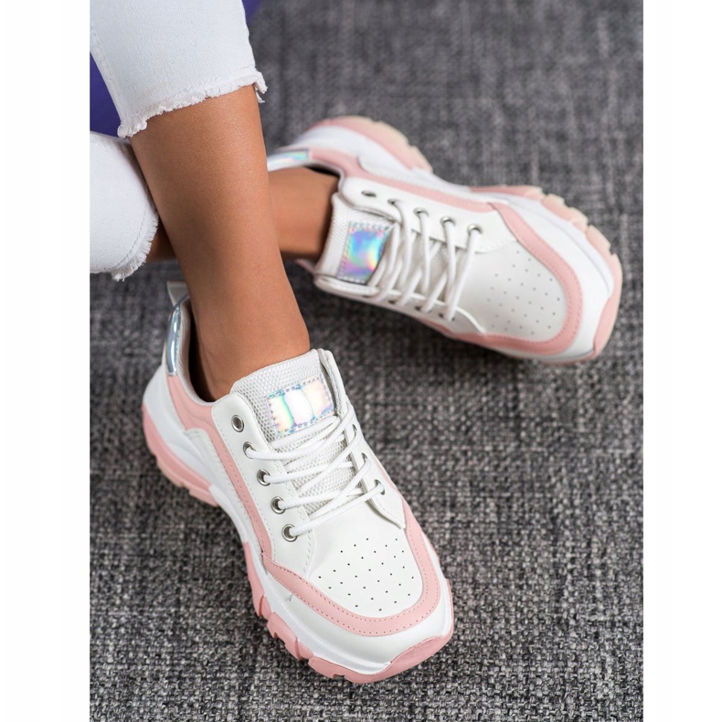 SHELOVET Eco -nahka lenkkarit valkoinen vaaleanpunainen 1