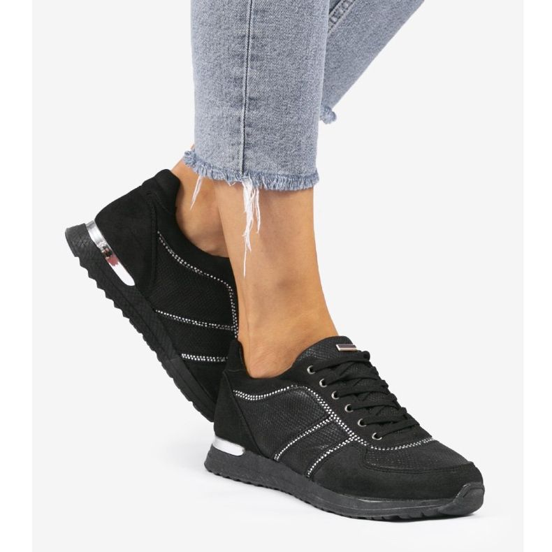 Mustat ekologiset mokkanahkaiset urheilukengät 6162-Y 1