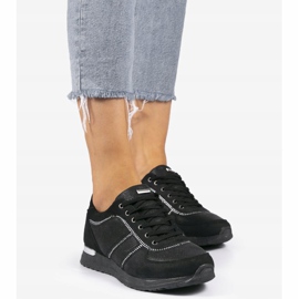 Mustat ekologiset mokkanahkaiset urheilukengät 6162-Y 2