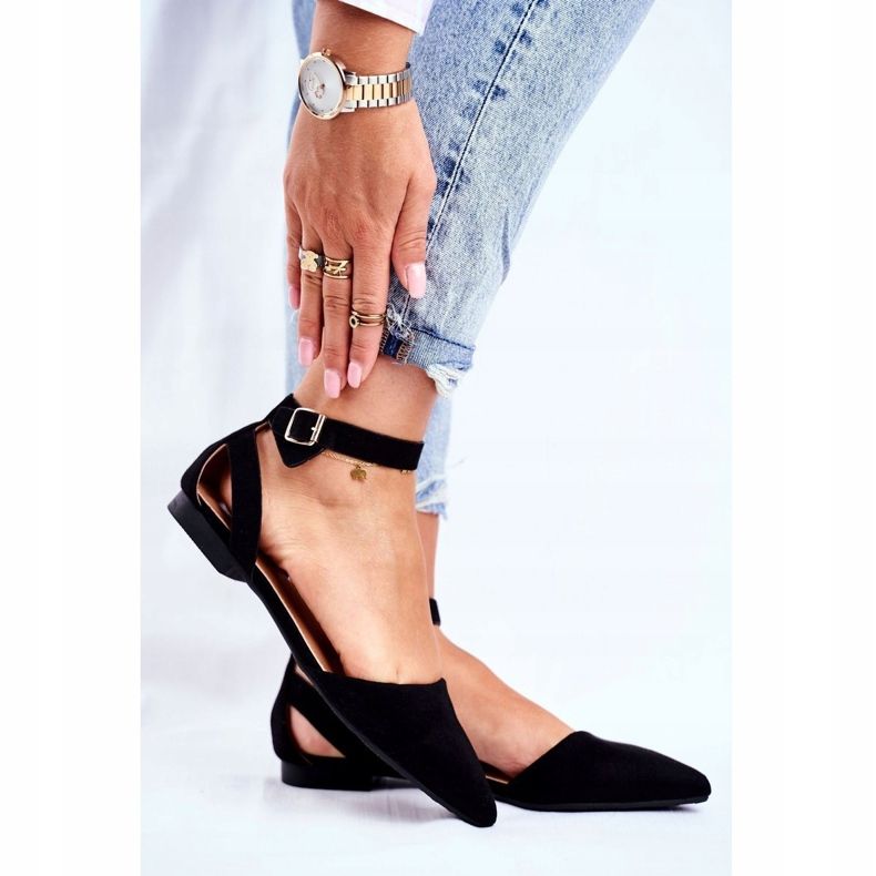 SEA Naisten mustat tasaiset ballerinat vyöllä Allison Spitzillä 1