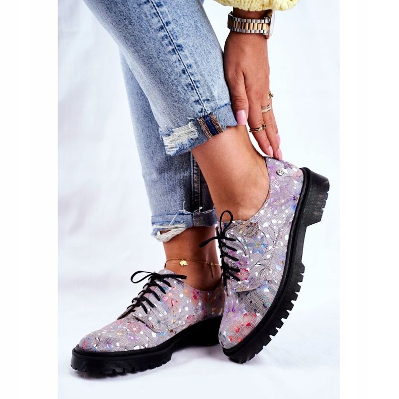 Naisten Brogues Oxfords Harmaa Nahka Maciejka 04087-13 monivärinen 2