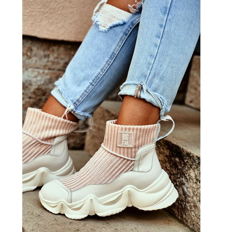 Naisten korkeat urheilukengät Big Star White GG274608 valkoinen 2