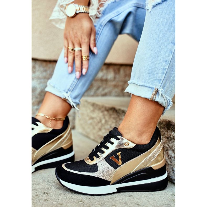 Vinceza Naisten urheilukengät Musta ja kultainen 21-10574 keltainen 2