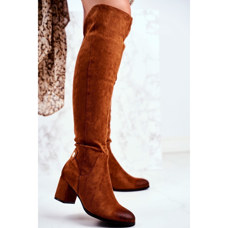 Vinceza Naisten saappaat kantapäässä Mokkanahka Camel Torgos ruskea 1