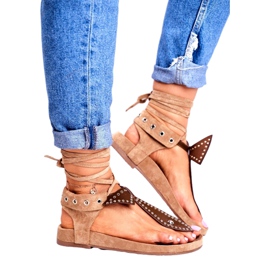 Lu Boo Naisten ruskeat solmitut sandaalit Japanese Mara 2