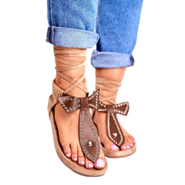 Lu Boo Naisten ruskeat solmitut sandaalit Japanese Mara 1