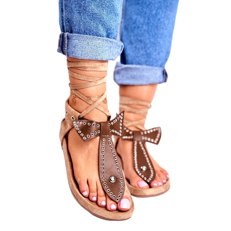 Lu Boo Naisten ruskeat solmitut sandaalit Japanese Mara 1