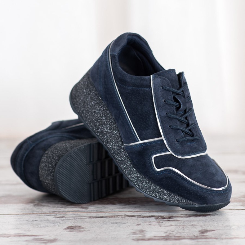 Filippo Nahkatossut Glitter -alustalla sininen 2