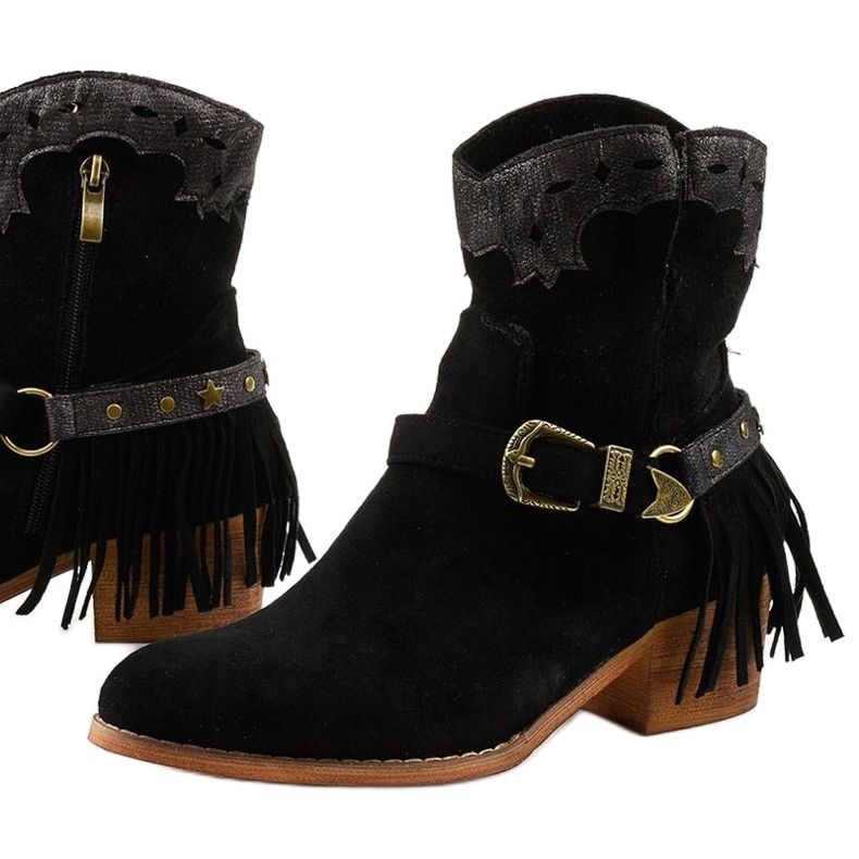 Mustat mokkanahkaiset nilkkurit, joissa on sukupolven tähti 1