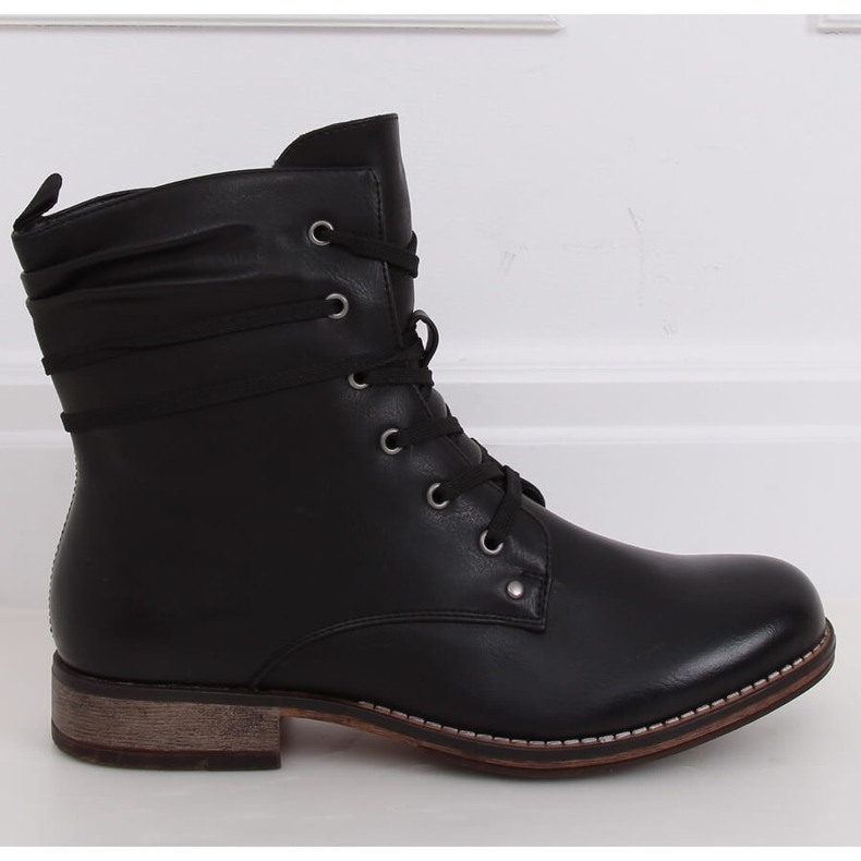 Mustat saappaat nauhoitetut mustat saappaat PG08 Musta 2