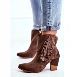 Exquisite Naisten Cappuccino -nahkaiset Quintana -saappaat korkealla korolla ruskea 1