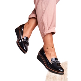 Vinceza Naisten mustat mokkasiinit lakattu Abba -kiilalla harmaa 2