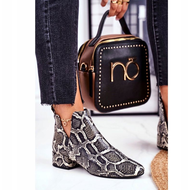 PV3 Naisten saappaat, joissa leikkaus, nahka Visconi 2625804 harmaa 2