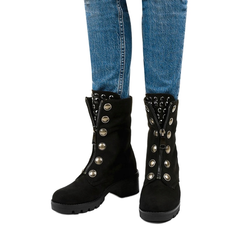 Mustat mokkanahkaiset korkeat saappaat Dalmensilta 1