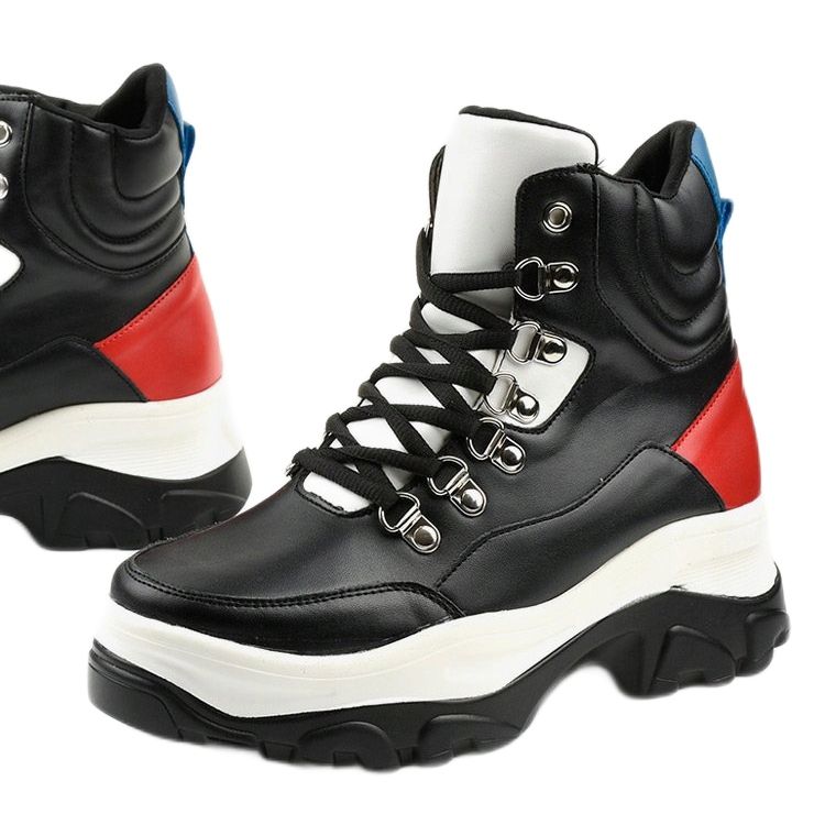 Värikkäät mustat lenkkarit Neamelira valkoinen punainen 1