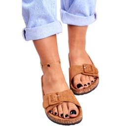 BUGO Naisten ruskeat tohvelit solki säädettävä Rosaline 3