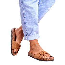 BUGO Naisten ruskeat tohvelit solki säädettävä Rosaline 2