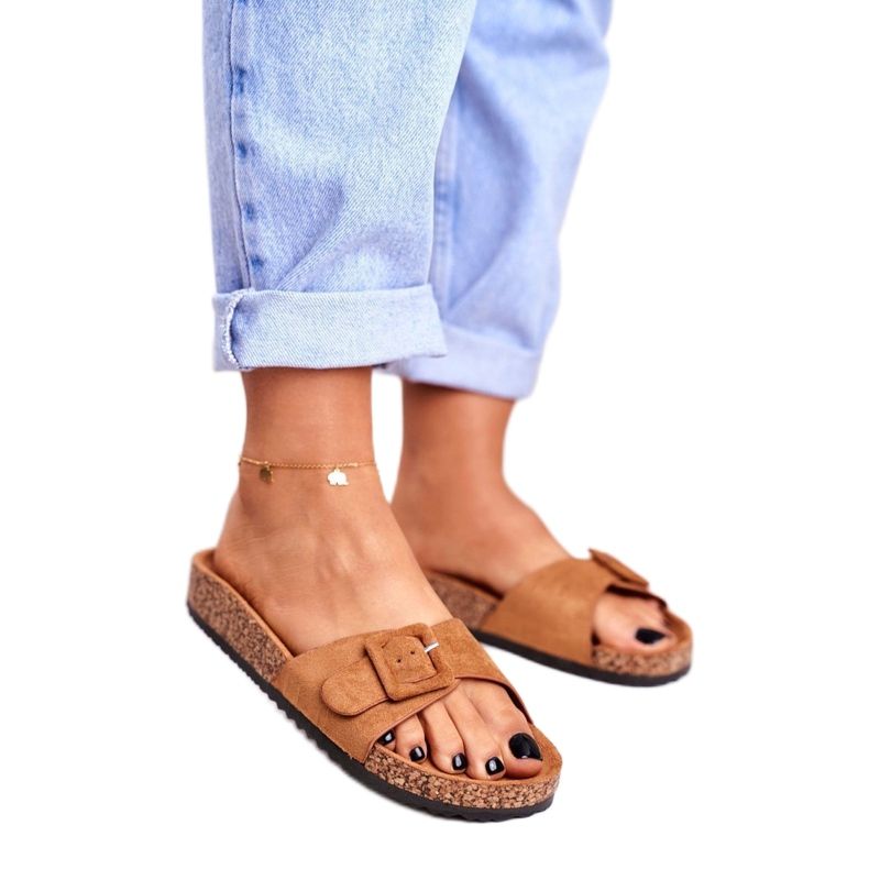 BUGO Naisten ruskeat tohvelit solki säädettävä Rosaline 1