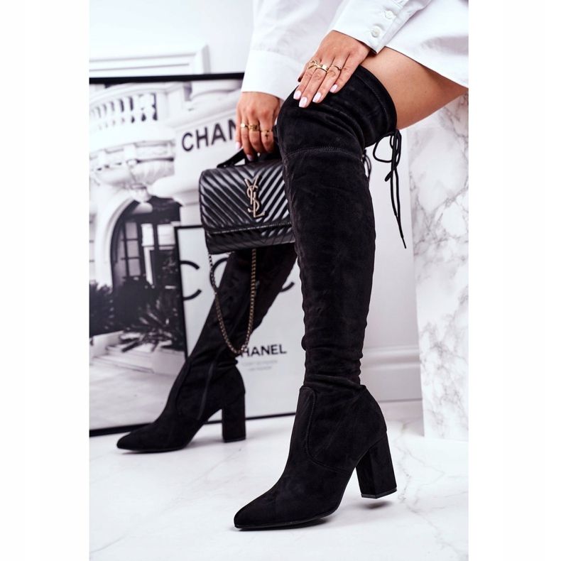 S.Barski Naisten Saappaat Kantapää Mokkanahka Musta Milwa 1